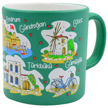 Bodrum Themed Customised Serigraphy Printed Ceramic Mug 82x90 mm - Thumbnail