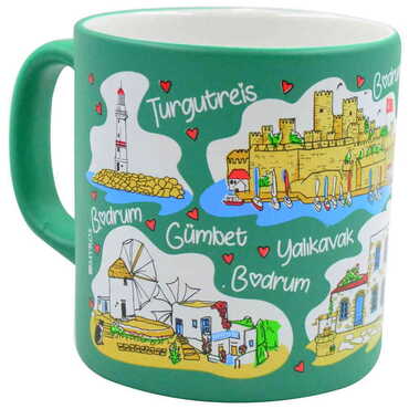 Bodrum Themed Customised Serigraphy Printed Ceramic Mug 82x90 mm - Thumbnail