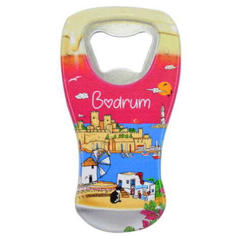 Bodrum Themed Customised UV Printed Beer Glass Shape Plastic Base Bottle Opener 52x97 mm - 6