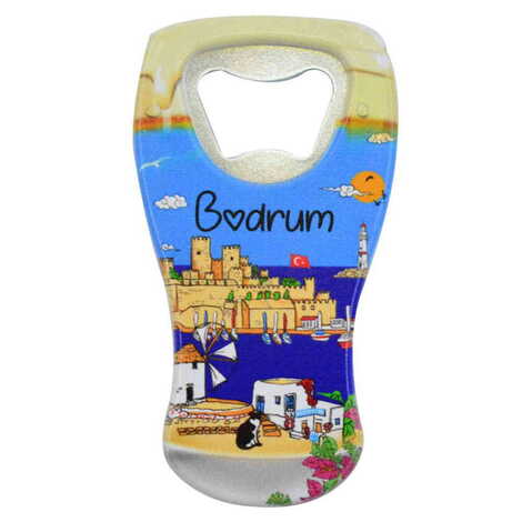Bodrum Themed Customised UV Printed Beer Glass Shape Plastic Base Bottle Opener 52x97 mm - 8