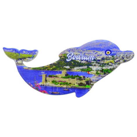 Bodrum Themed Customised UV Printed Plastic Base Dolphin Shaped Fridge Magnet 110x50 mm - 7
