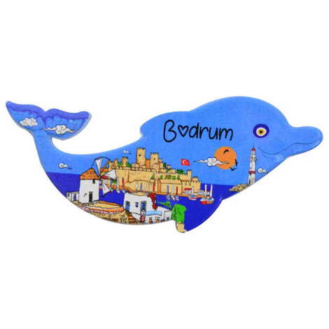 Bodrum Themed Customised UV Printed Plastic Base Dolphin Shaped Fridge Magnet 110x50 mm - 9