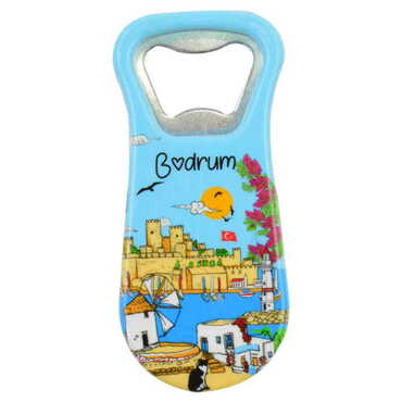 Myros - Bodrum Themed Customised Uv Printed Plastic Base Plastic Base Bottle Opener 95x43 mm