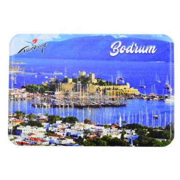 Myros - Bodrum Themed Customised UV Printed Plastic Base Rectangle Fridge Magnet 80x50 mm