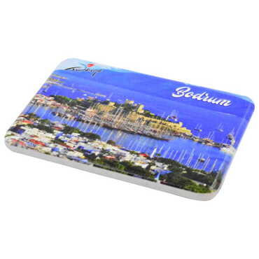 Bodrum Themed Customised UV Printed Plastic Base Rectangle Fridge Magnet 80x50 mm - Thumbnail