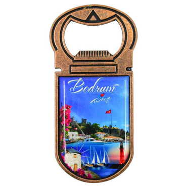 Myros - Bodrum Themed Customizable Metal Magnetic Bottle Opener 40x95 mm