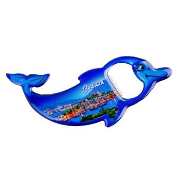 Bodrum Themed Dolphin Shaped Metal Magnetic Bottle Opener 102x67 mm - 4