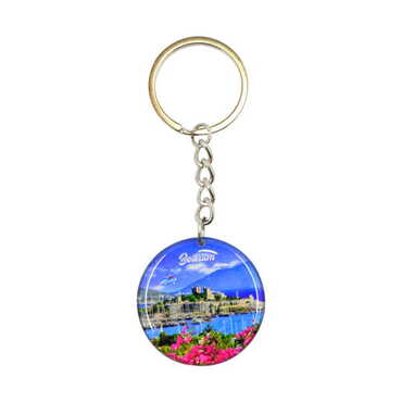 Myros - Bodrum Themed Double Face Printed Epoxy Keychain