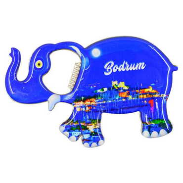 Bodrum Themed Elephant Shaped Metal Magnetic Bottle Opener 98x61 mm - Thumbnail