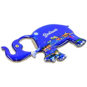 Bodrum Themed Elephant Shaped Metal Magnetic Bottle Opener 98x61 mm - Thumbnail