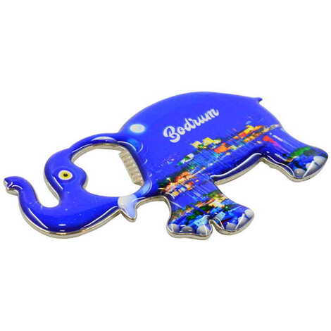 Bodrum Themed Elephant Shaped Metal Magnetic Bottle Opener 98x61 mm