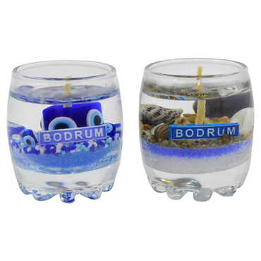 Bodrum Themed Glass Transparent Gel Candle - 3