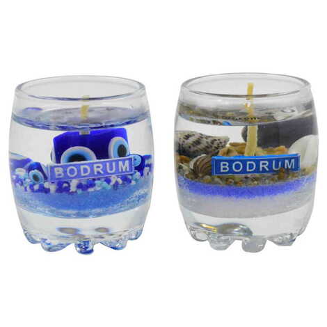 Bodrum Themed Glass Transparent Gel Candle - 3
