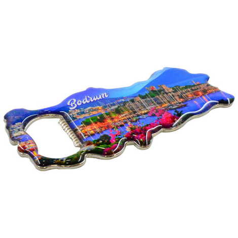 Bodrum Themed Map Shaped Metal Magnetic Bottle Opener 100x45 mm