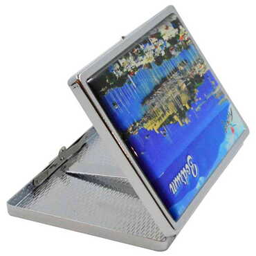 Bodrum Themed Metal Cigarette Case 103x80x11 mm - Thumbnail