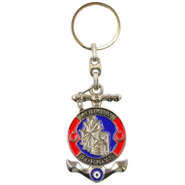 Bodrum Themed Metal Customised Enamel Keychain - Thumbnail