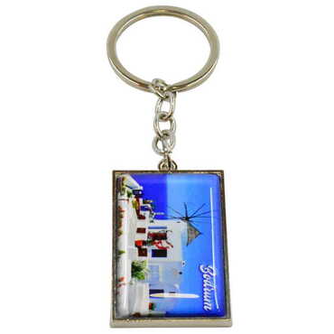 Myros - Bodrum Themed Metal Rectangle Keychain 30x100 mm