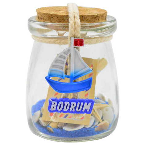 Bodrum Themed Mini Glass Bottle with Cork Cap