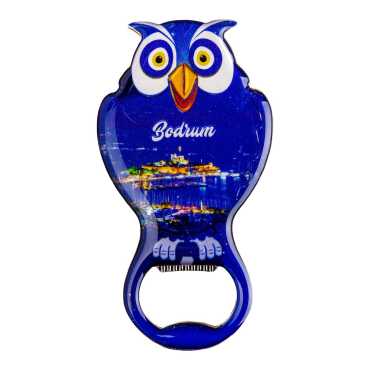 Bodrum Themed Owl Shaped Metal Magnetic Bottle Opener 88x47 mm - 2