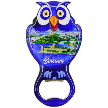 Bodrum Themed Owl Shaped Metal Magnetic Bottle Opener 88x47 mm - 5