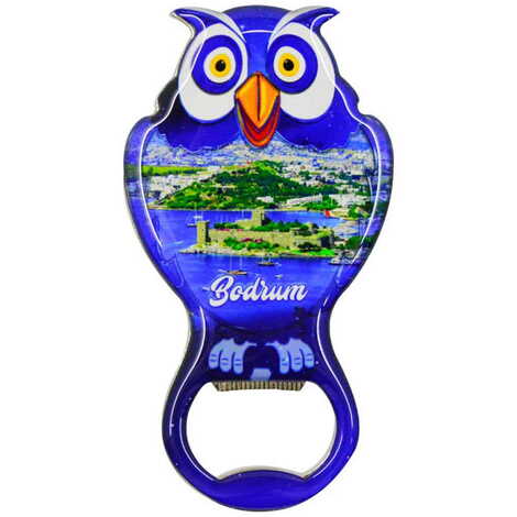 Bodrum Themed Owl Shaped Metal Magnetic Bottle Opener 88x47 mm - 5
