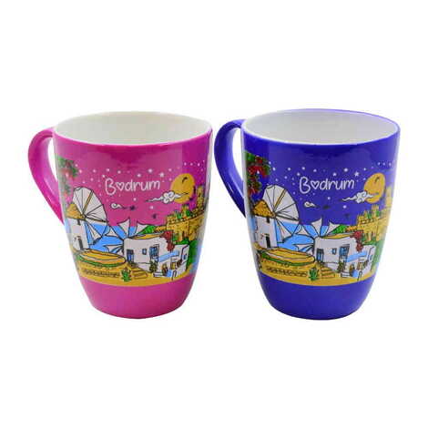Bodrum Themed Porcelain Custom Printed Conical Mug - 3