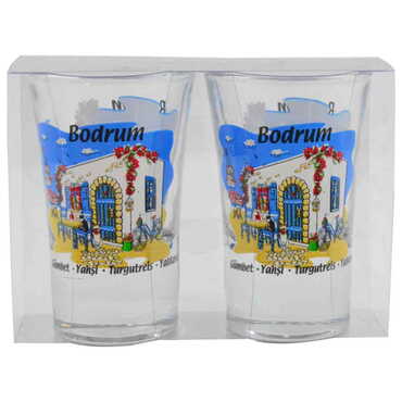 Bodrum Themed Shot Glass Set of 2 Pcs - Thumbnail