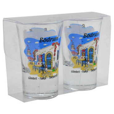 Bodrum Themed Shot Glass Set of 2 Pcs - Thumbnail