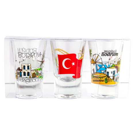 Bodrum Themed Shot Glass Set of 3 Pcs - 1