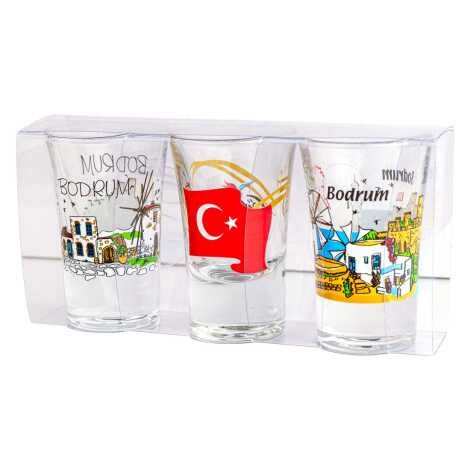 Bodrum Themed Shot Glass Set of 3 Pcs - 2