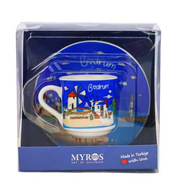 Bodrum Themed Single Porcelain Coffee Cup - 1