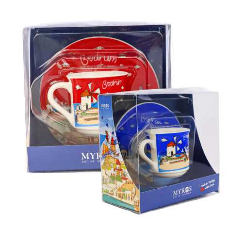 Bodrum Themed Single Porcelain Coffee Cup - 2