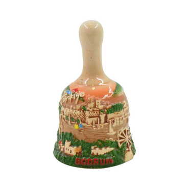 Myros - Bodrum Themed Small Size Brown Ceramic Bell