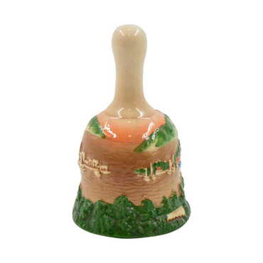 Bodrum Themed Small Size Brown Ceramic Bell - Thumbnail