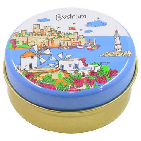 Bodrum Themed Tin Boxed Candle 73x35 mm