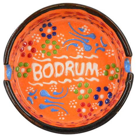 Bodrum Themed Turkish Ceramic B Serie Ashtray Medium Size