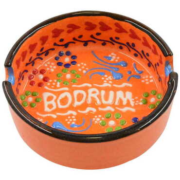 Bodrum Themed Turkish Ceramic B Serie Ashtray Medium Size - Thumbnail