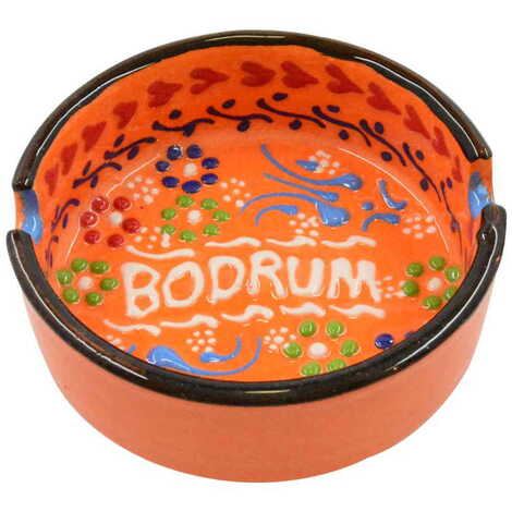 Bodrum Themed Turkish Ceramic B Serie Ashtray Medium Size