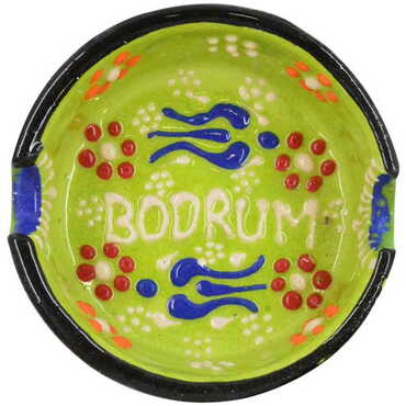 Bodrum Themed Turkish Ceramic B Serie Ashtray Small Size - Thumbnail