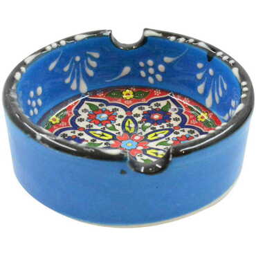 Bodrum Themed Turkish Ceramic Special Relief Ashtray Big Size - Thumbnail