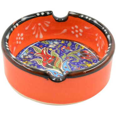 Bodrum Themed Turkish Ceramic Special Relief Ashtray Small Size - Thumbnail