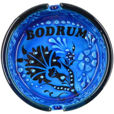 Myros - Bodrum Themed Turkish Ceramic Turquoise Ashtray Small Size