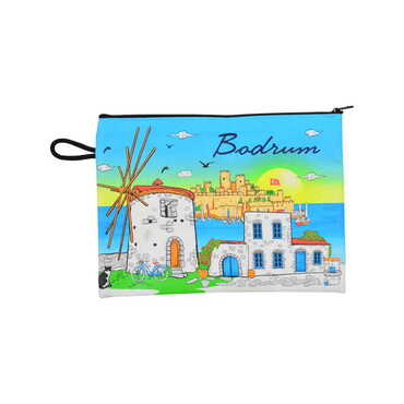 Bodrum Themed Turkish Woven Wallet 113x80x8 mm - Thumbnail