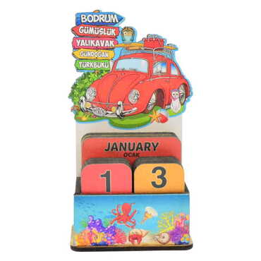 Myros - Bodrum Themed Wooden Table Calendar