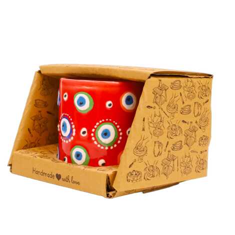 Boxed Small Ceramic Evil Eye Embossed Mug - 6