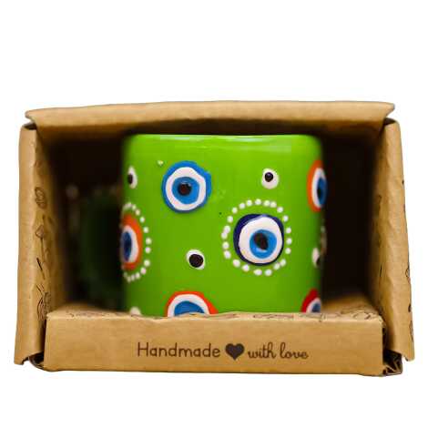 Boxed Small Ceramic Evil Eye Embossed Mug - 4