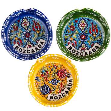 Bozcaada Temalı Çini Küçük Klasik Özel Kabartma Küllük - 2