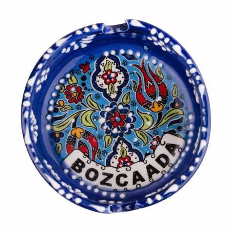 Bozcaada Temalı Çini Küçük Klasik Özel Kabartma Küllük - 3