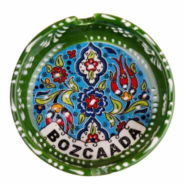 Bozcaada Temalı Çini Küçük Klasik Özel Kabartma Küllük - 4