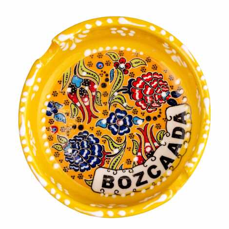 Bozcaada Temalı Çini Küçük Klasik Özel Kabartma Küllük - 5